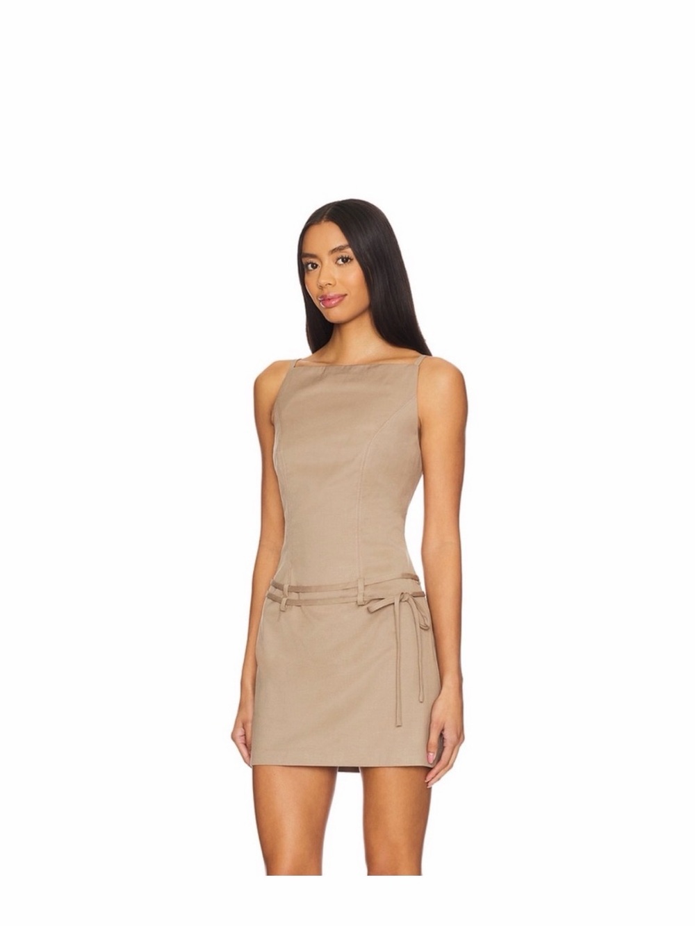 Sovere Tan Mini Dress with Waist Tie never worn